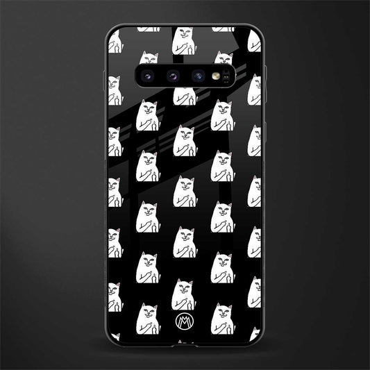 middle finger cat meme glass case for samsung galaxy s10 image