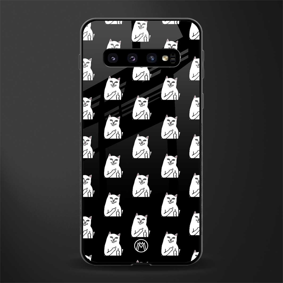 middle finger cat meme glass case for samsung galaxy s10 plus image