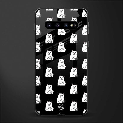 middle finger cat meme glass case for samsung galaxy s10 plus image