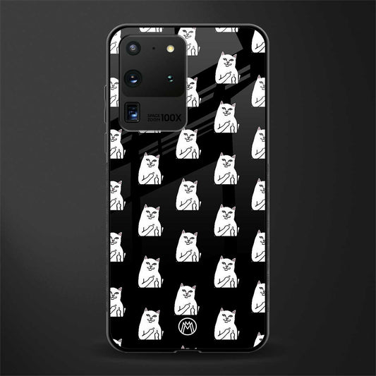middle finger cat meme glass case for samsung galaxy s20 ultra image