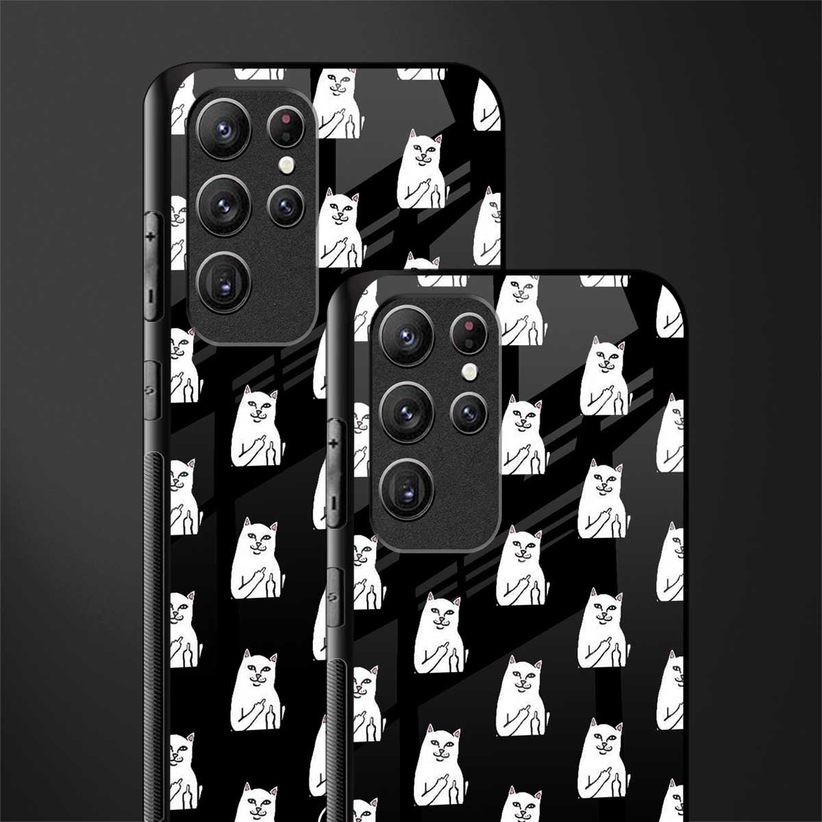 middle finger cat meme glass case for samsung galaxy s22 ultra 5g image-2