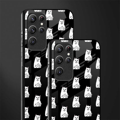middle finger cat meme glass case for samsung galaxy s21 ultra image-2