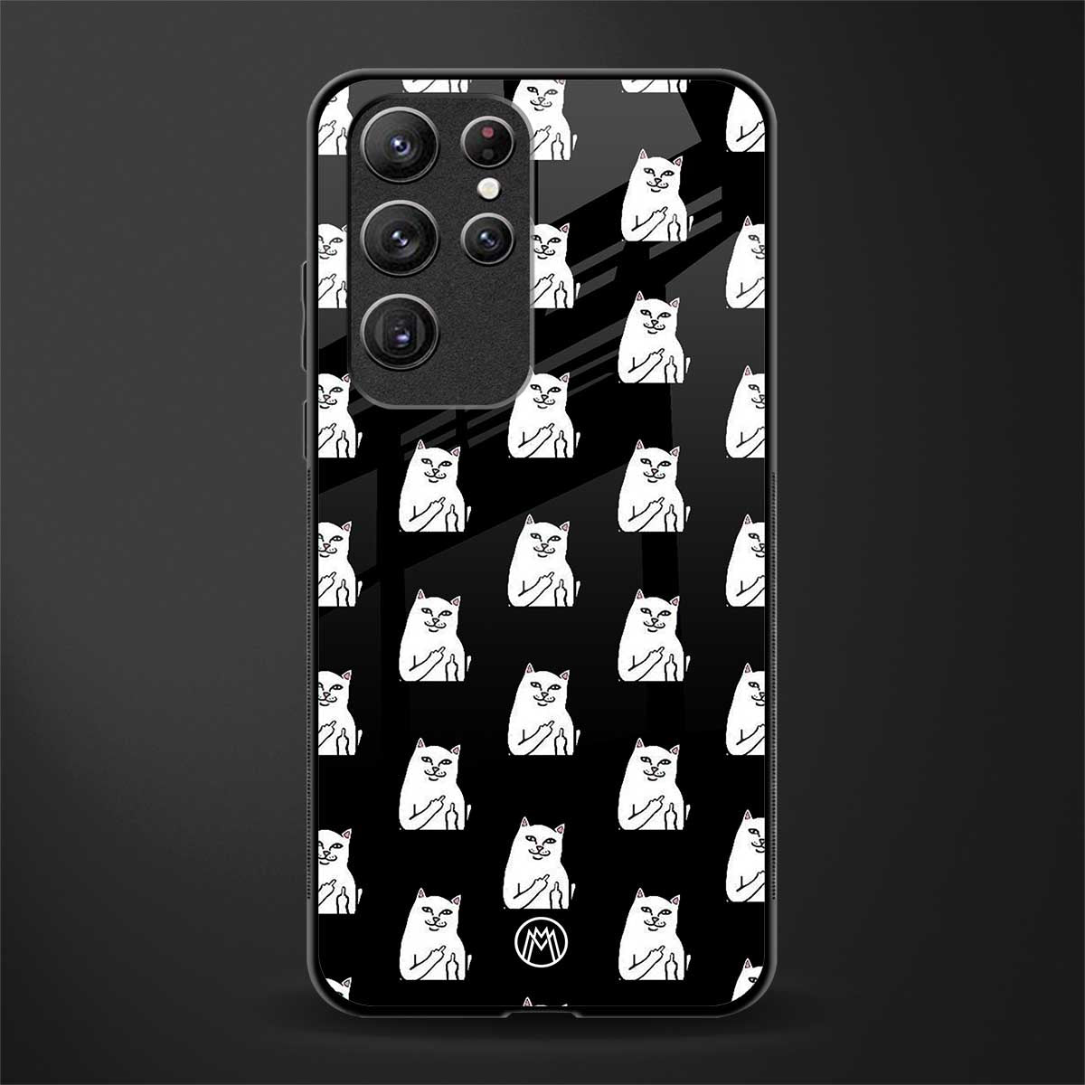 middle finger cat meme glass case for samsung galaxy s22 ultra 5g image