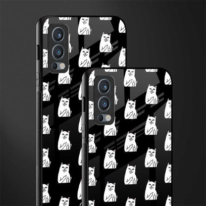 middle finger cat meme glass case for oneplus nord 2 5g image-2