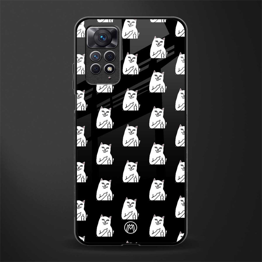 middle finger cat meme glass case for redmi note 11 pro image