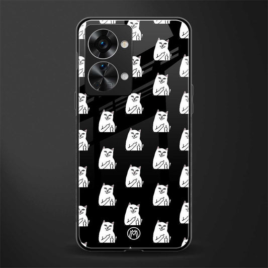 middle finger cat meme glass case for phone case | glass case for oneplus nord 2t 5g