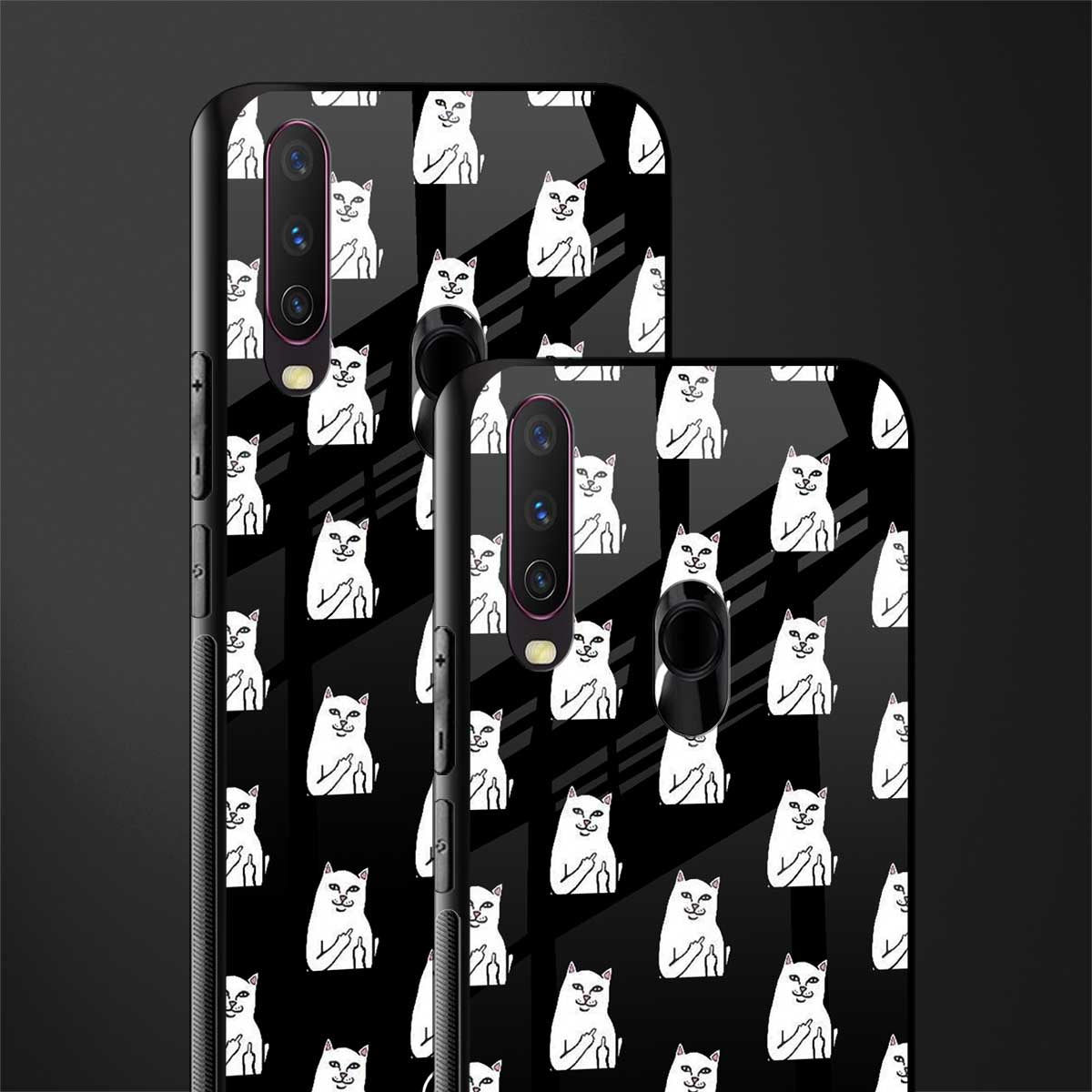 middle finger cat meme glass case for vivo y15 image-2