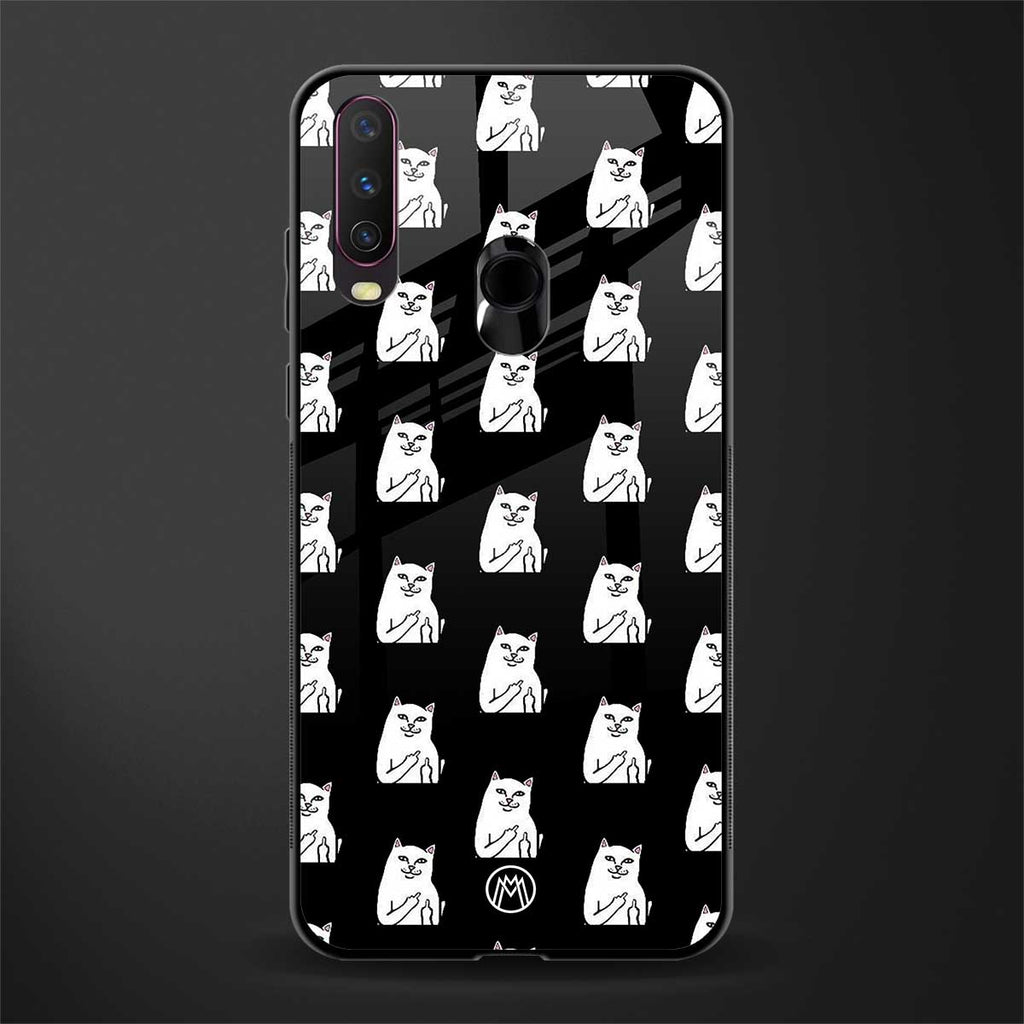 middle finger cat meme glass case for vivo y12 image