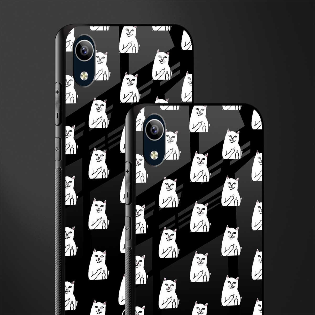 middle finger cat meme glass case for vivo y91i image-2
