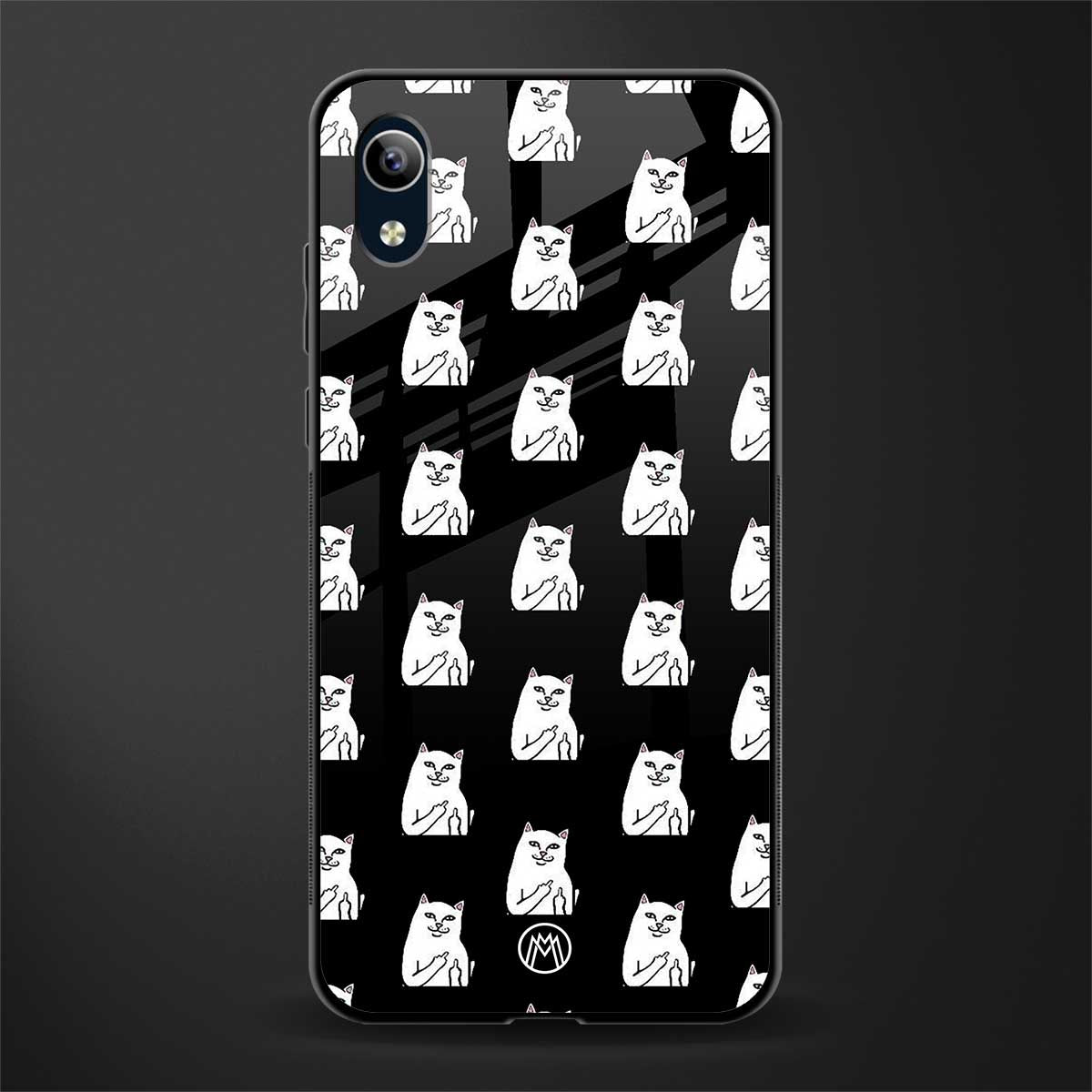 middle finger cat meme glass case for vivo y1s without fingerprint image