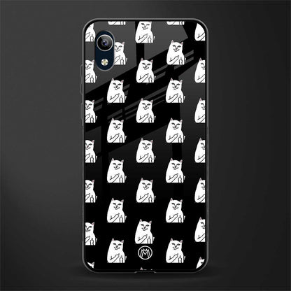 middle finger cat meme glass case for vivo y1s without fingerprint image