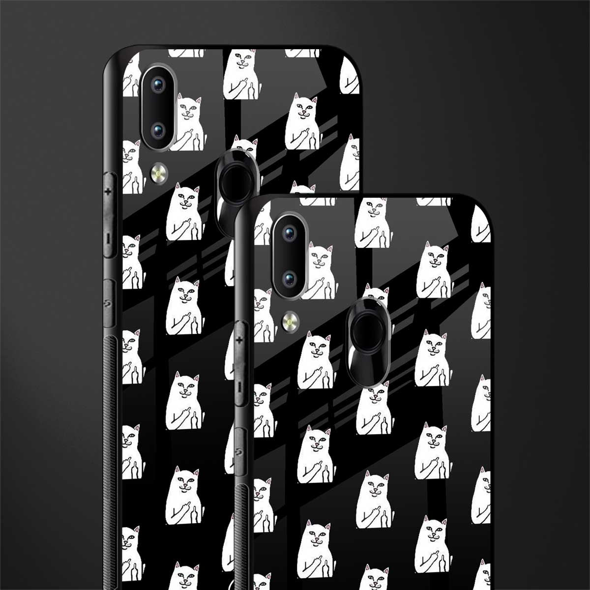 middle finger cat meme glass case for vivo y91 image-2