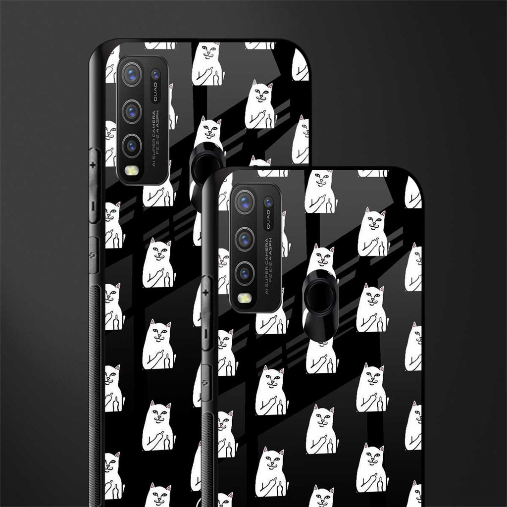 middle finger cat meme glass case for vivo y30 image-2