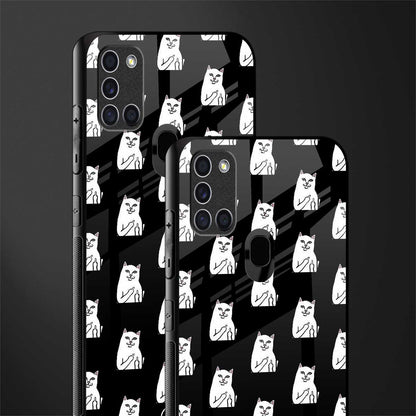middle finger cat meme glass case for samsung galaxy a21s image-2