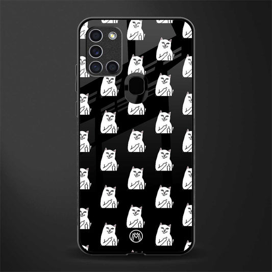 middle finger cat meme glass case for samsung galaxy a21s image
