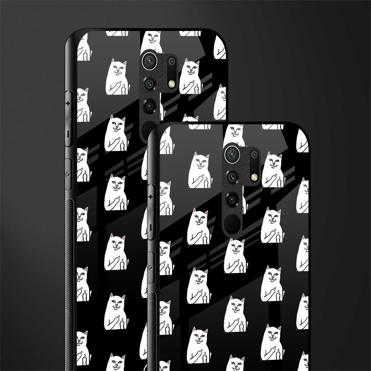 middle finger cat meme glass case for redmi 9 prime image-2