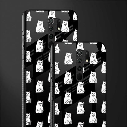 middle finger cat meme glass case for redmi 9 prime image-2