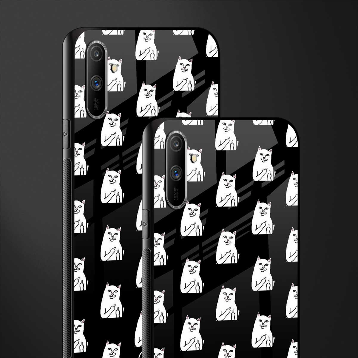 middle finger cat meme glass case for realme c3 image-2