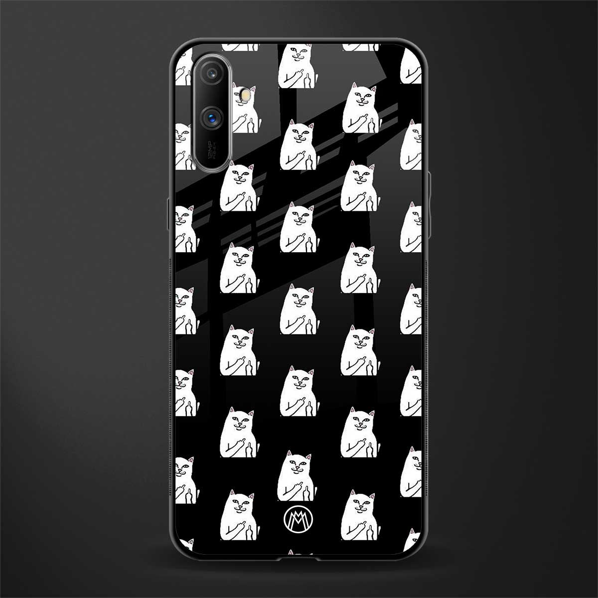 middle finger cat meme glass case for realme c3 image