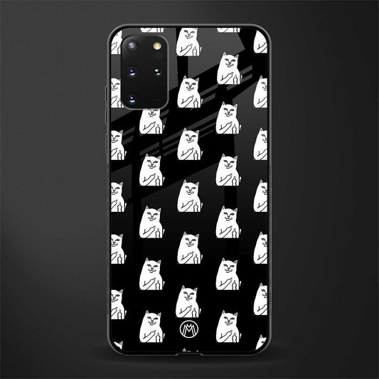 middle finger cat meme glass case for samsung galaxy s20 plus image