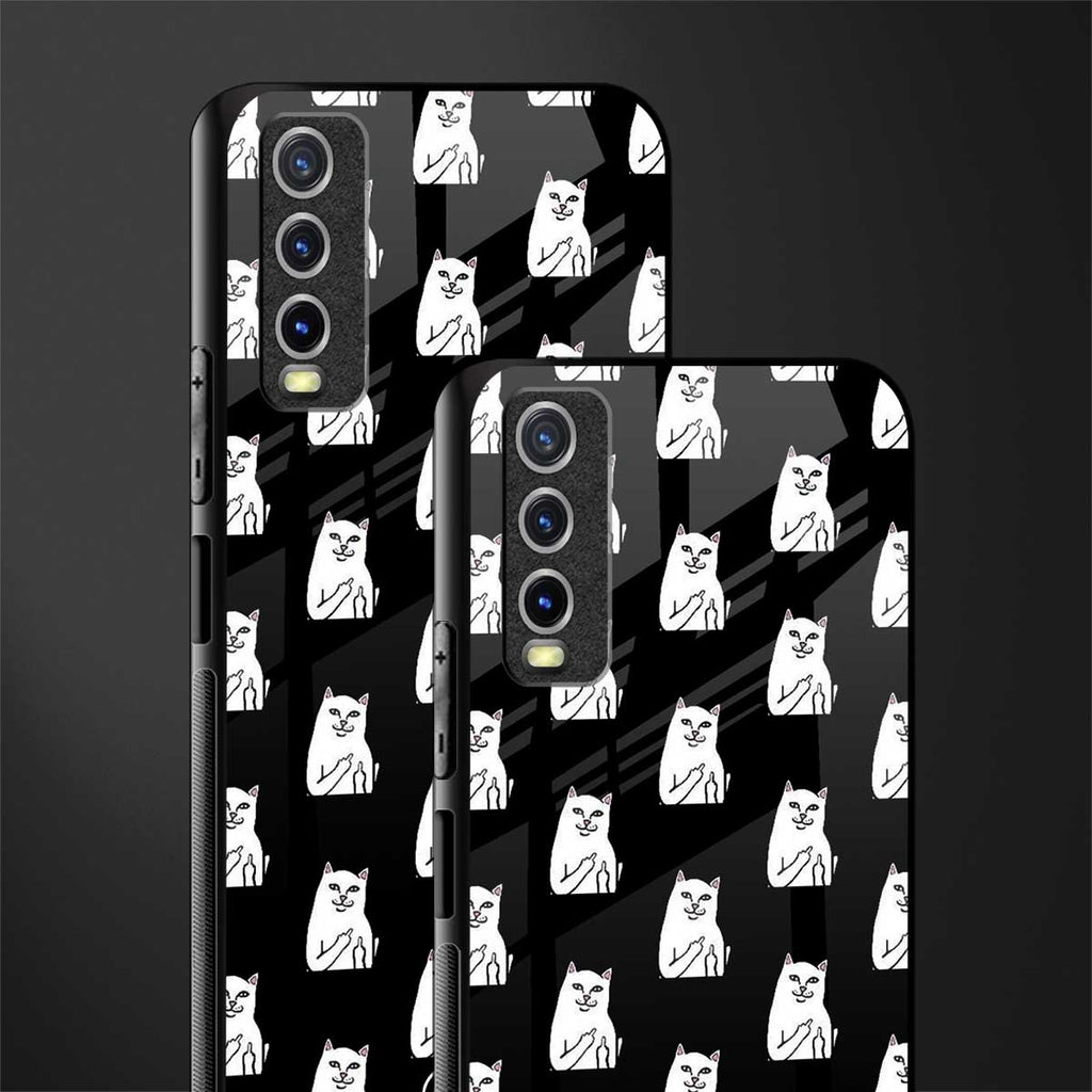 middle finger cat meme glass case for vivo y12s image-2