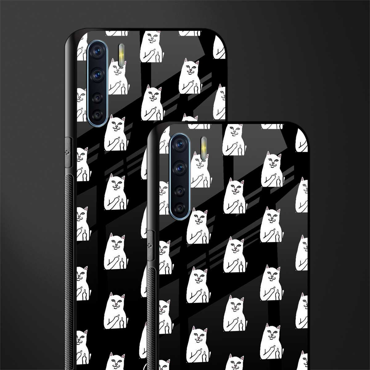 middle finger cat meme glass case for oppo f15 image-2