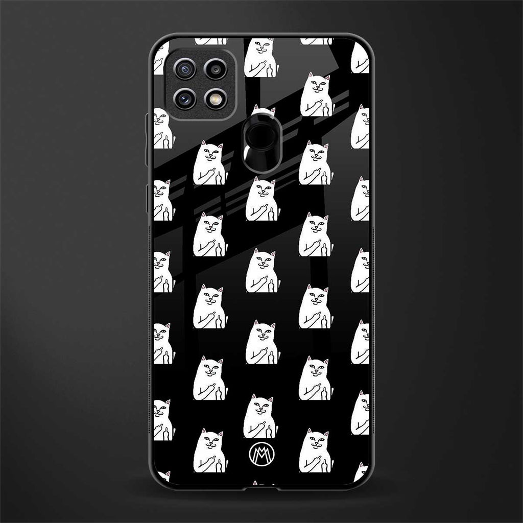 middle finger cat meme glass case for oppo a15 image