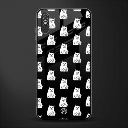 middle finger cat meme glass case for redmi 9i image