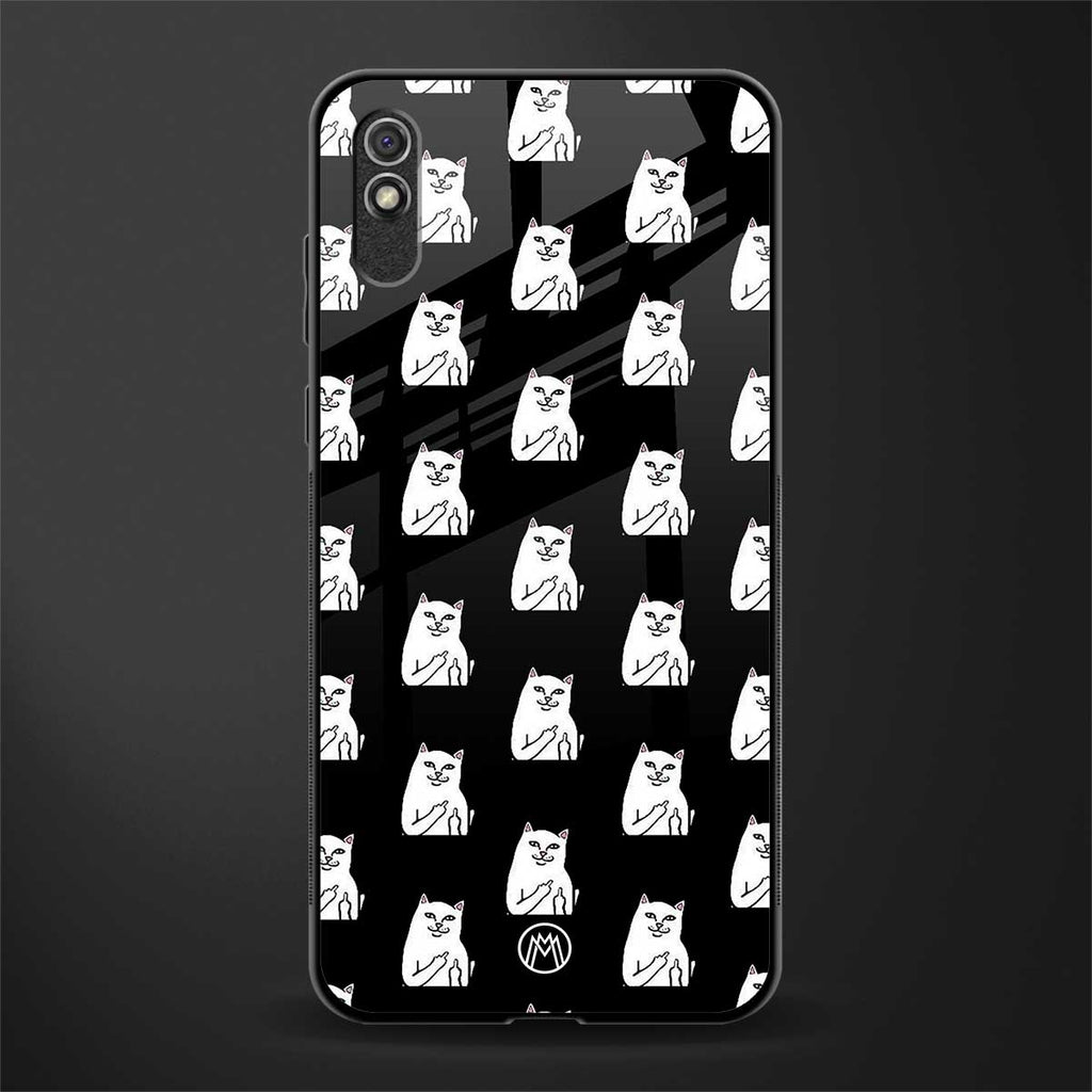 middle finger cat meme glass case for redmi 9a image