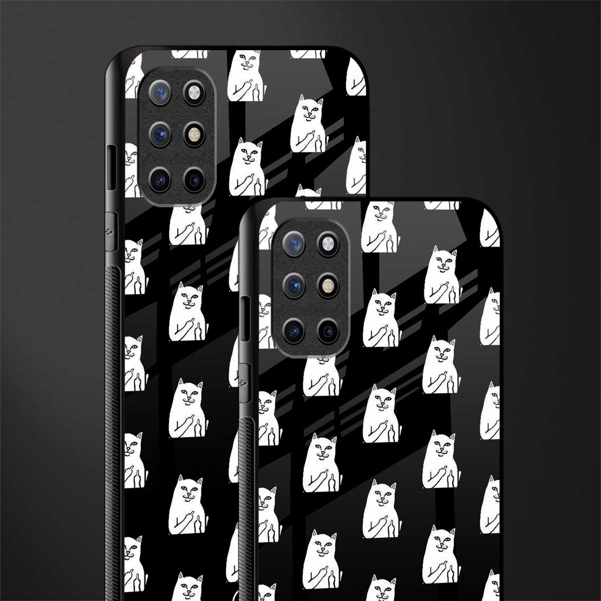 middle finger cat meme glass case for oneplus 8t image-2