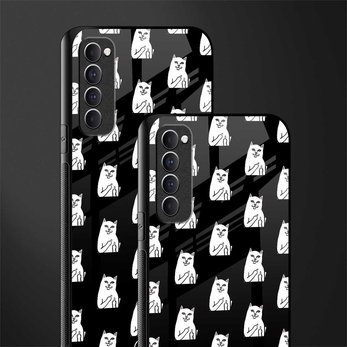 middle finger cat meme glass case for oppo reno 4 pro image-2