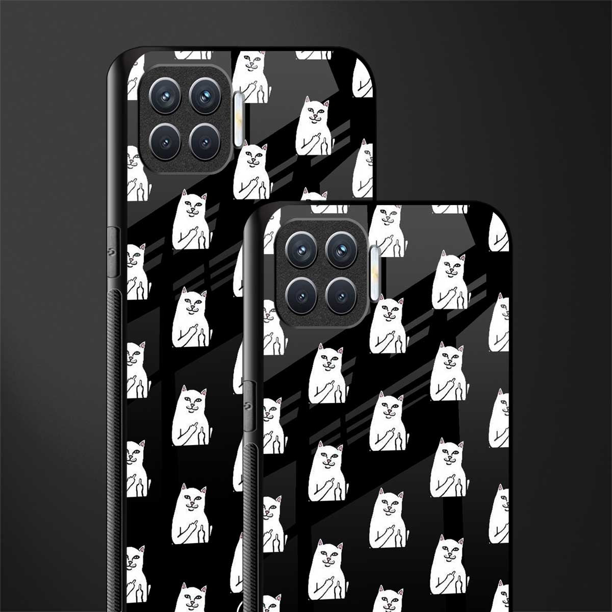 middle finger cat meme glass case for oppo f17 pro image-2