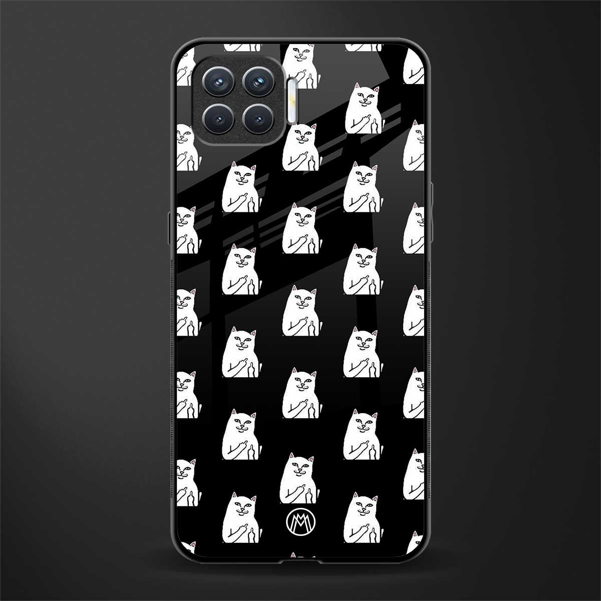 middle finger cat meme glass case for oppo f17 pro image