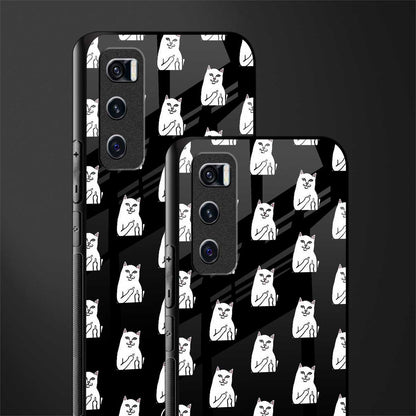 middle finger cat meme glass case for vivo v20 se image-2