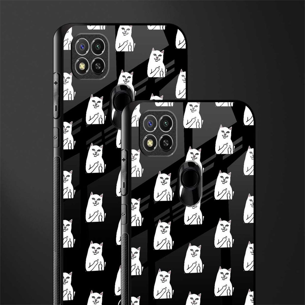 middle finger cat meme glass case for redmi 9 image-2