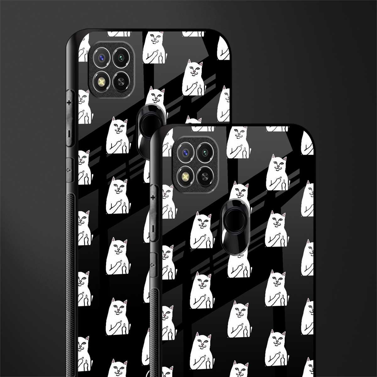 middle finger cat meme glass case for redmi 9c image-2