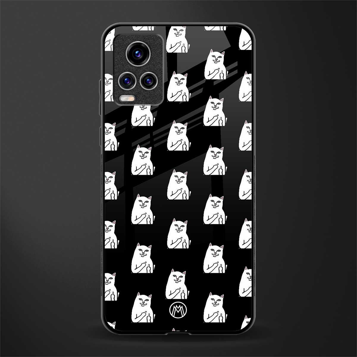 middle finger cat meme glass case for vivo v20 pro image