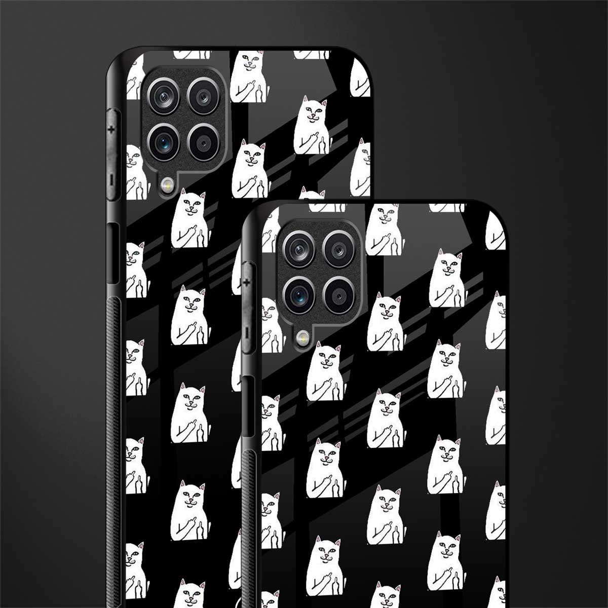 middle finger cat meme glass case for samsung galaxy f12 image-2