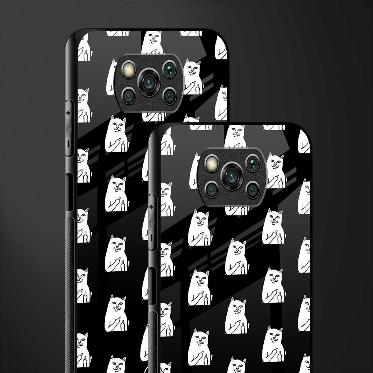middle finger cat meme glass case for poco x3 pro image-2