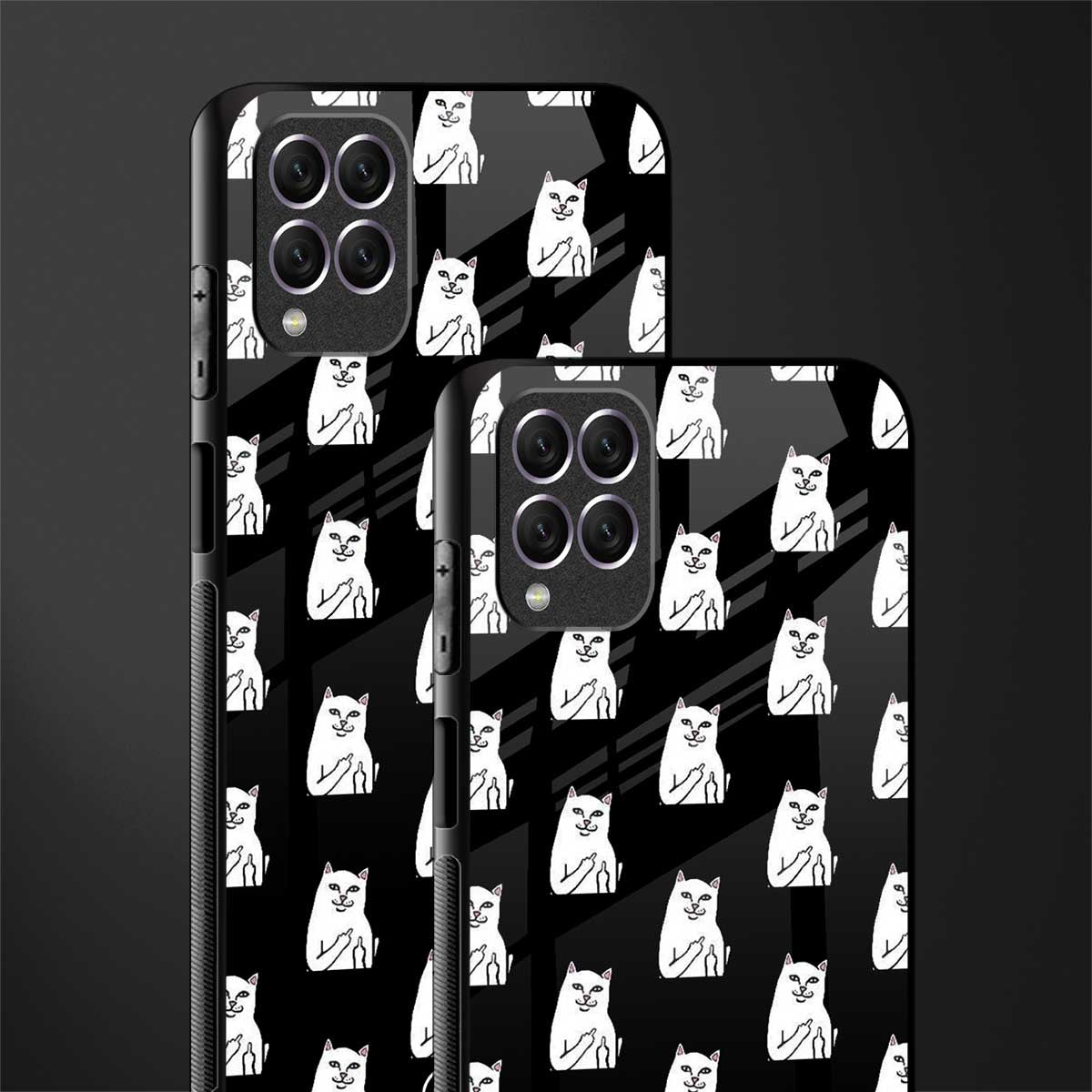 middle finger cat meme glass case for samsung galaxy f62 image-2