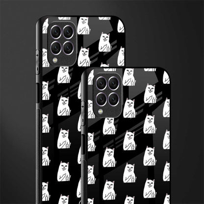 middle finger cat meme glass case for samsung galaxy f62 image-2
