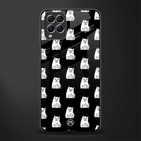 middle finger cat meme glass case for samsung galaxy f62 image
