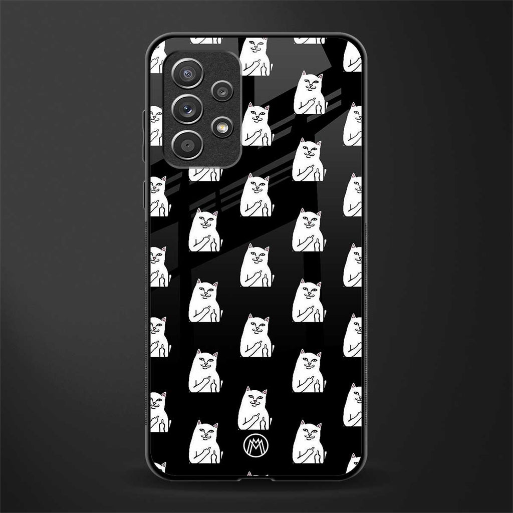 middle finger cat meme glass case for samsung galaxy a52 image