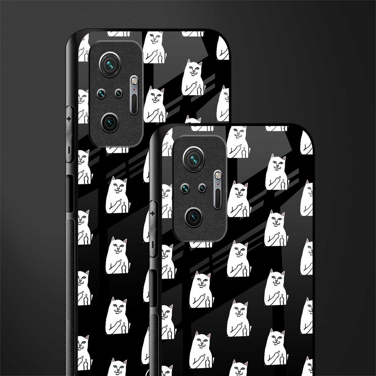 middle finger cat meme glass case for redmi note 10 pro image-2