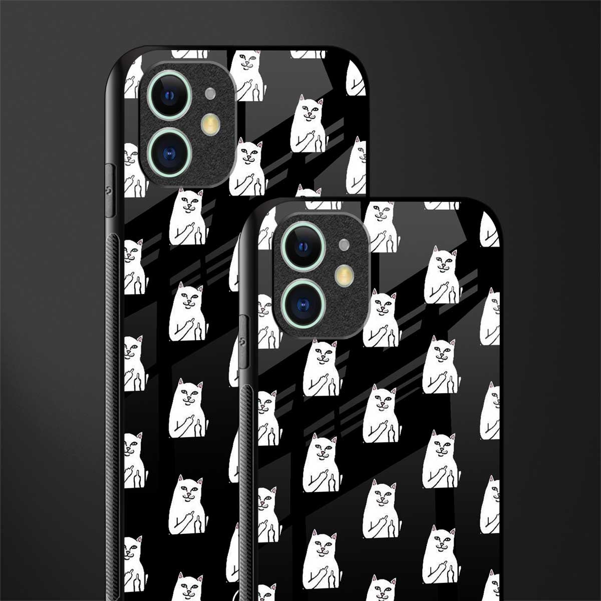 middle finger cat meme glass case for iphone 11 image-2