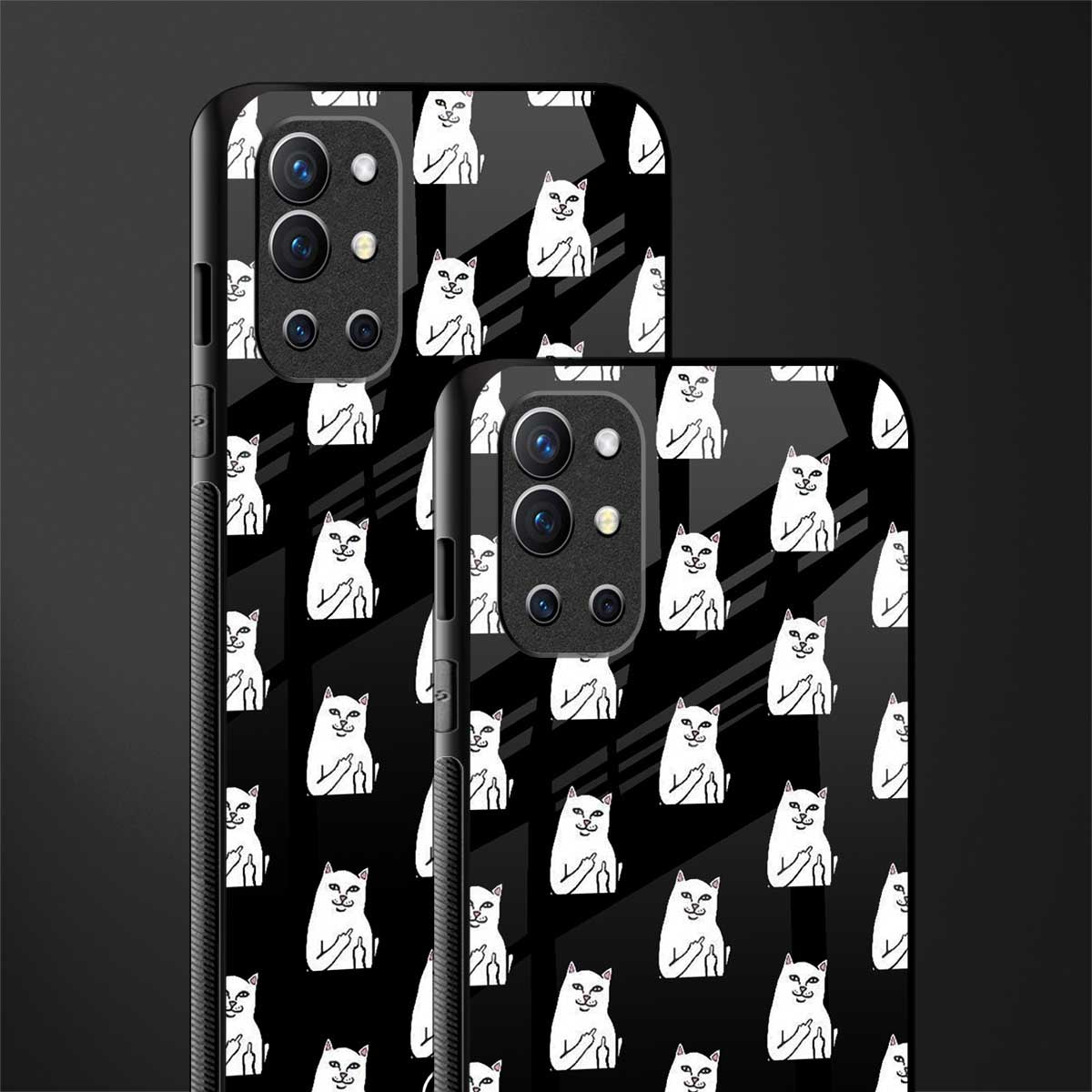 middle finger cat meme glass case for oneplus 9r image-2