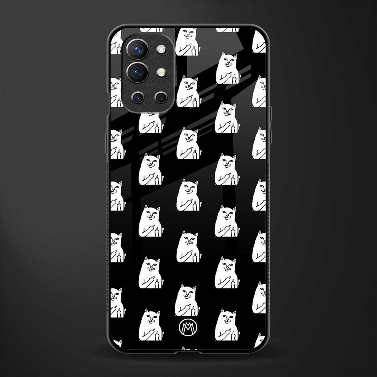 middle finger cat meme glass case for oneplus 9r image