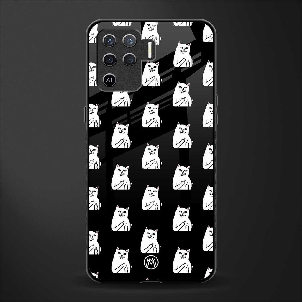 middle finger cat meme glass case for oppo f19 pro image