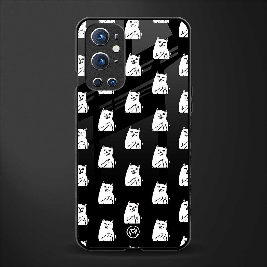 middle finger cat meme glass case for oneplus 9 pro image
