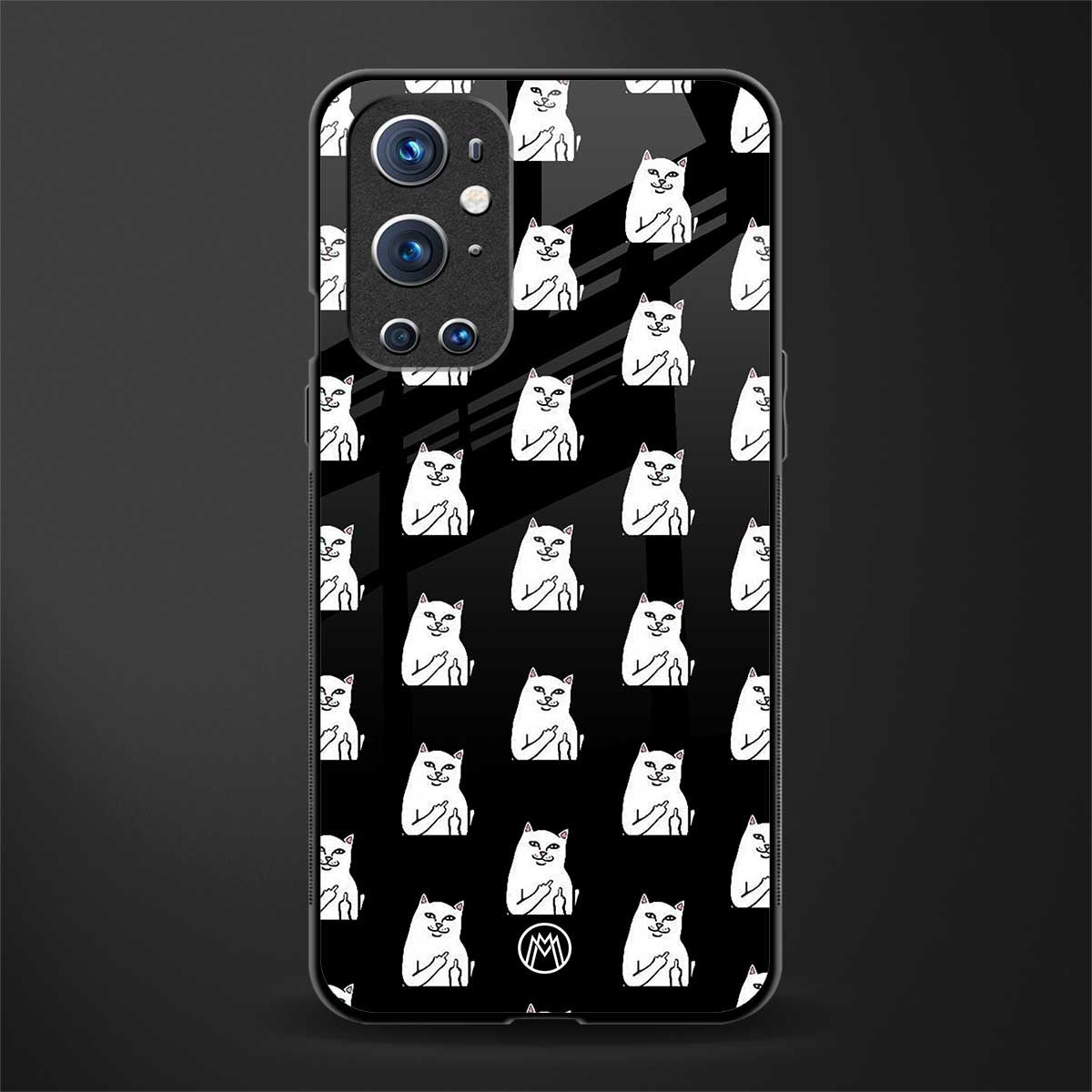 middle finger cat meme glass case for oneplus 9 pro image